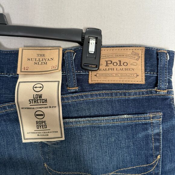 Polo Ralph Lauren Sullivan Slim Paint Splatter Jeans 42x32 Distressed Blue Mens - Picture 12 of 12